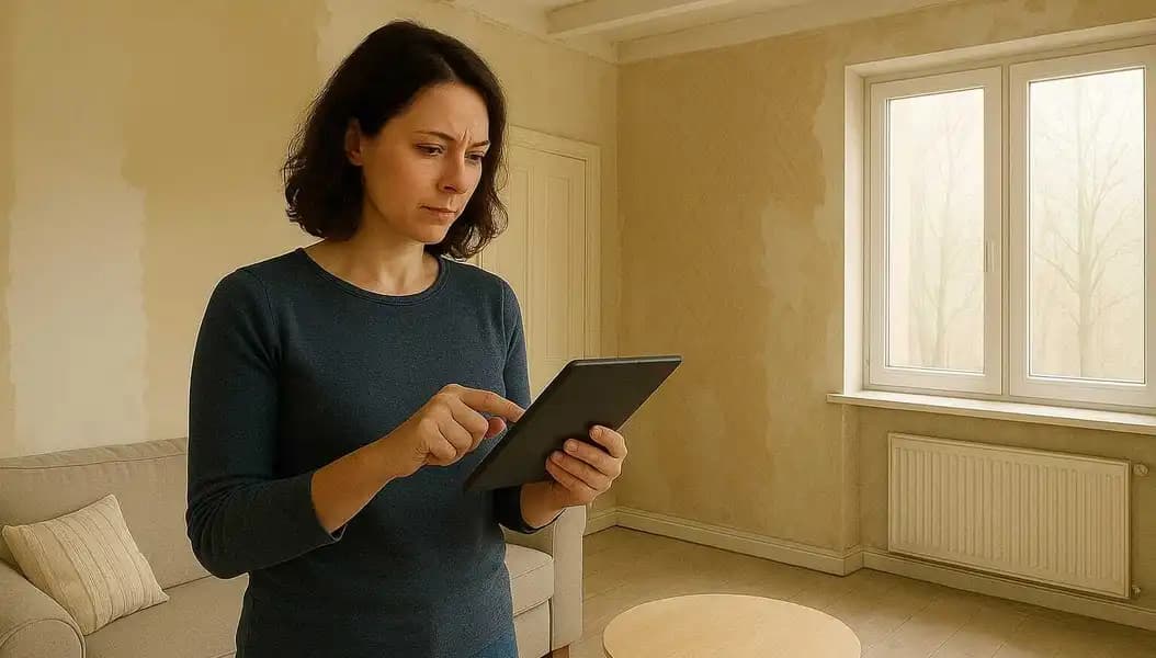 Schilder met een verfroller bij een muur